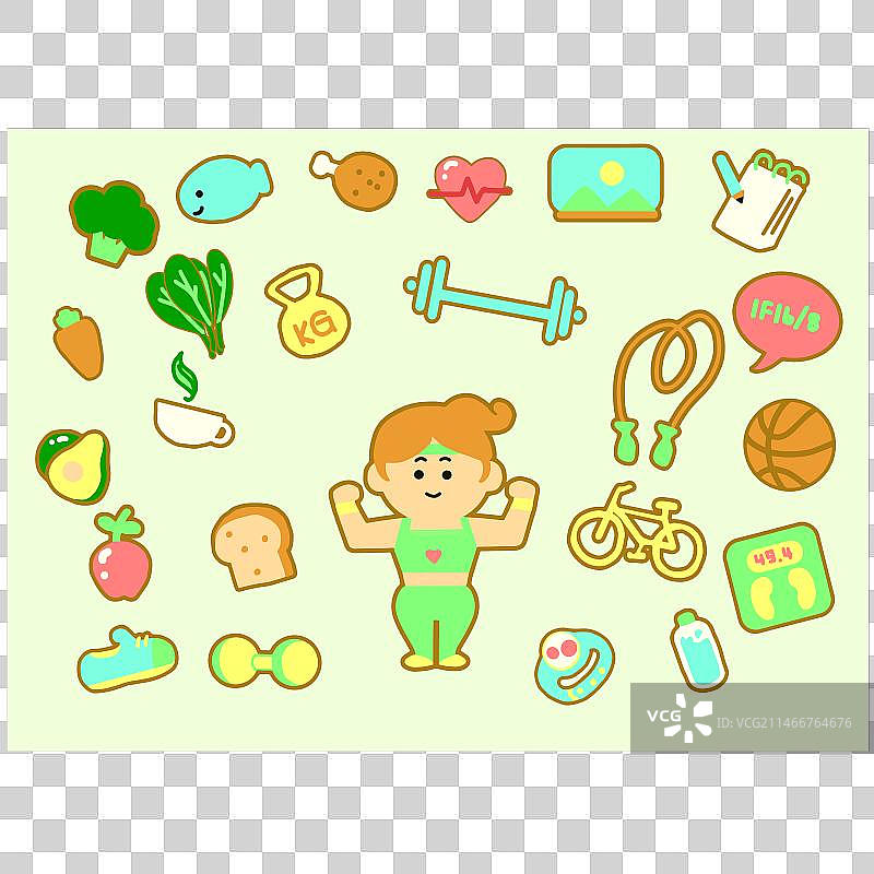 数字艺术健康生活方式卡通图标图片素材