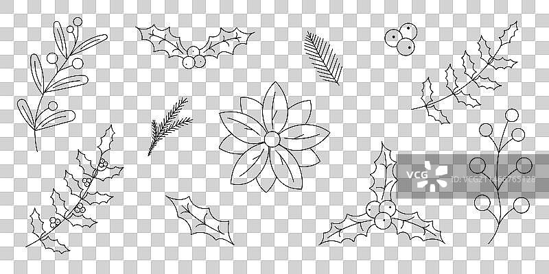 圣诞新年冬季装饰元素套装图片素材