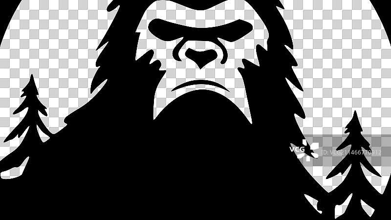 大脚怪（黑白）图片素材