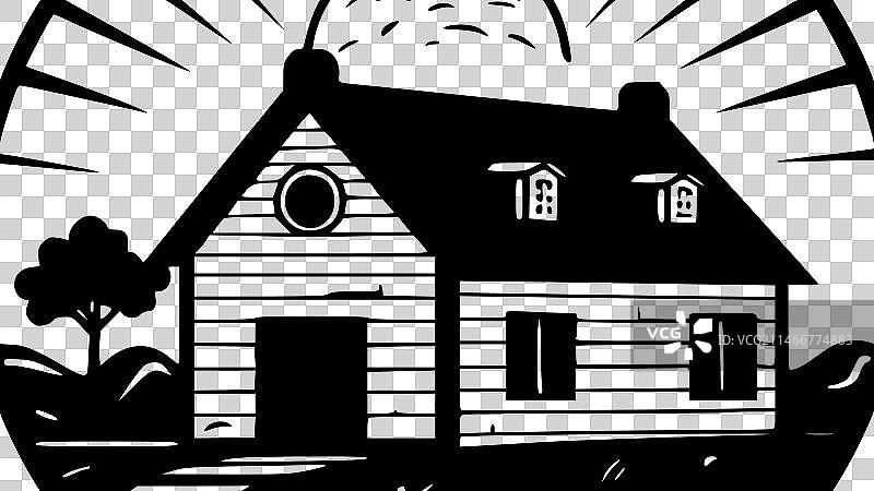 农舍 - 简约扁平风格标志图片素材