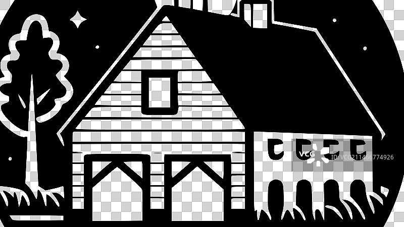 农舍-极简风格的简单轮廓图片素材