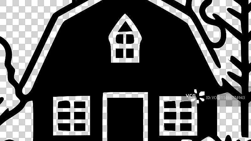 农舍-极简风格的简单轮廓图片素材