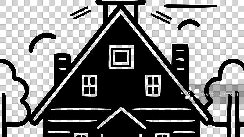 农舍-极简风格的简单轮廓图片素材