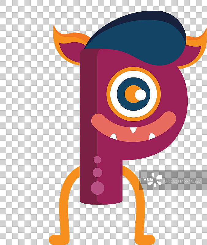 字母P的扁平风怪物banner图片素材