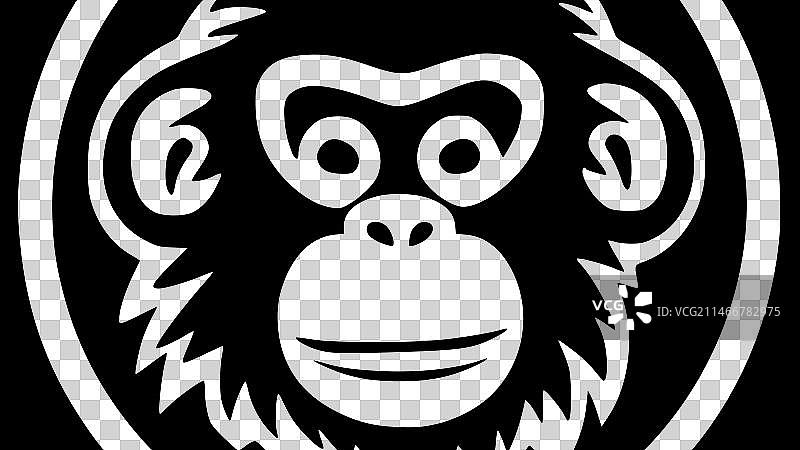 黑白猴子隔离图标图片素材