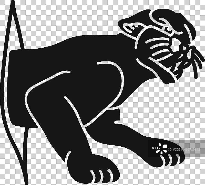 愤怒的黑豹复古笔触图片素材