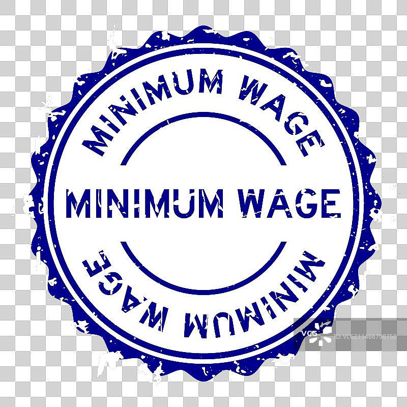 蓝色Grunge风格最低工资标签图片素材