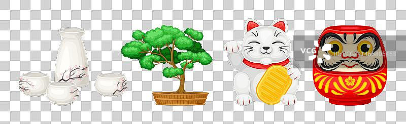 日本的传统物品和著名标志图片素材