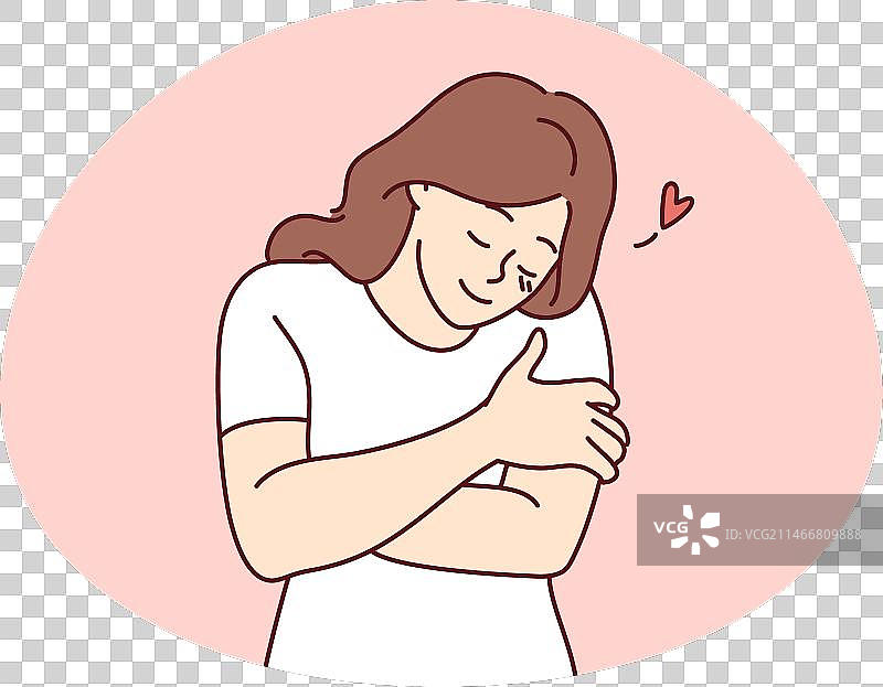 快乐女孩拥抱自己图片素材