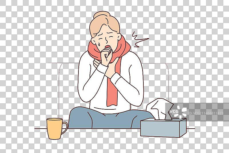 在家发烧的身体不适的男人图片素材