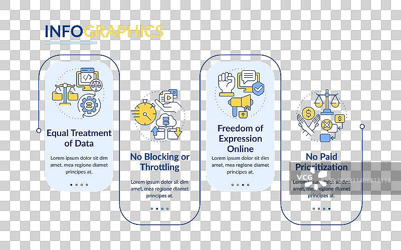 具有线性图标的彩色网络法律布局图片素材