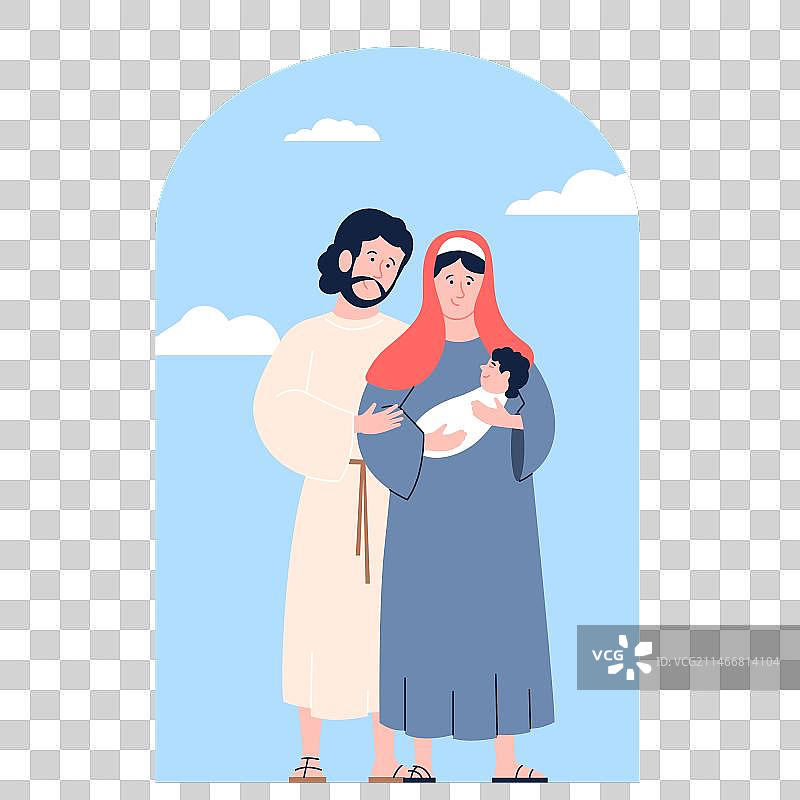 《圣经》家庭宗教父母和新生儿图片素材