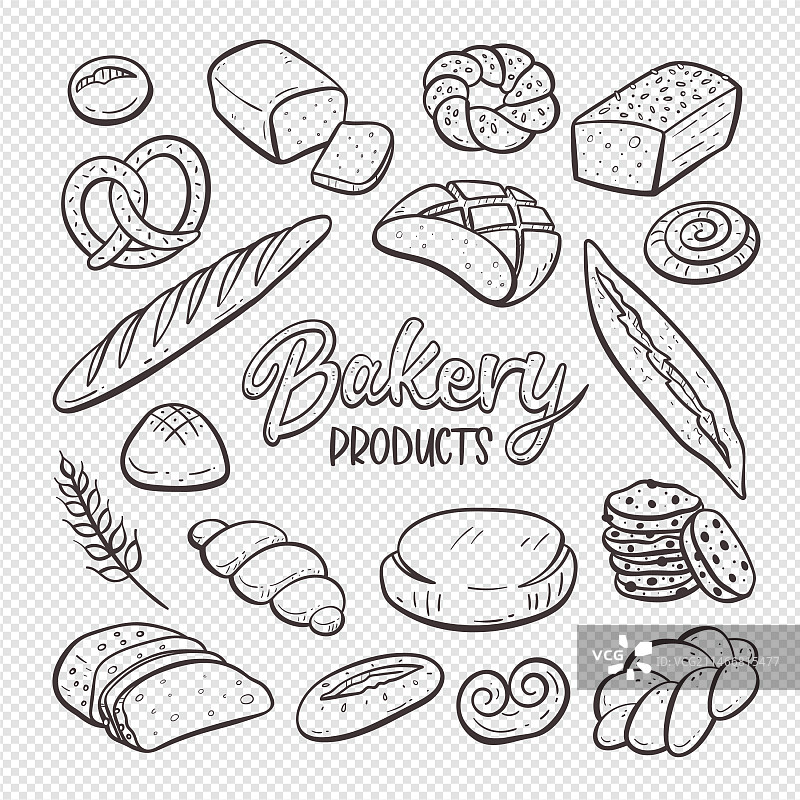 手绘面包店商品素材图片素材
