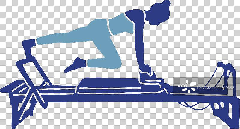 普拉提器械腿部伸展剪影图片素材