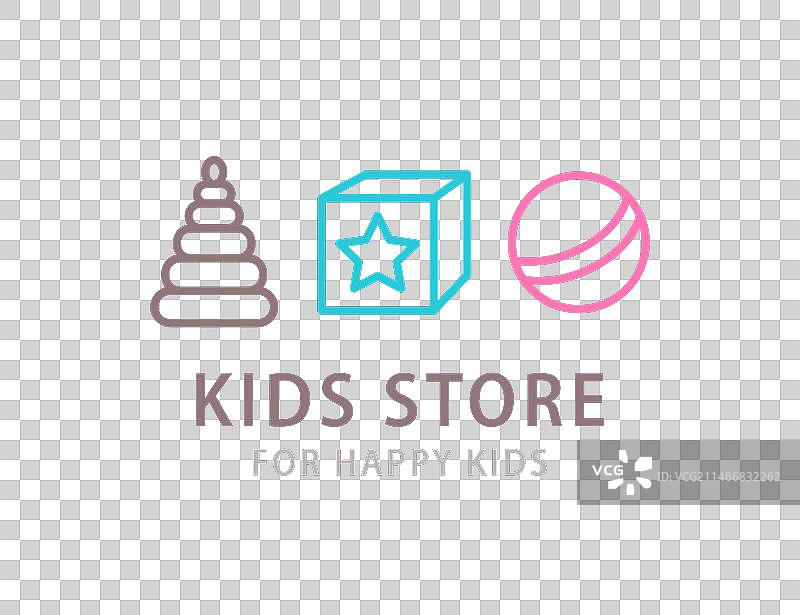 新生儿玩具店线性艺术标志图片素材