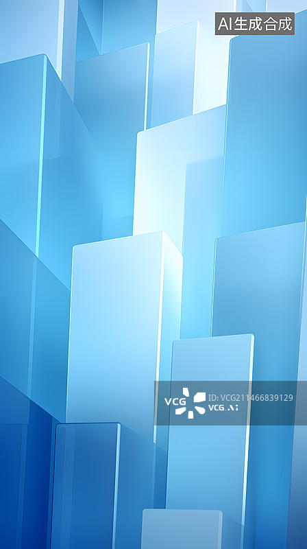 【AI数字艺术】蓝色玻璃块抽象背景图片素材