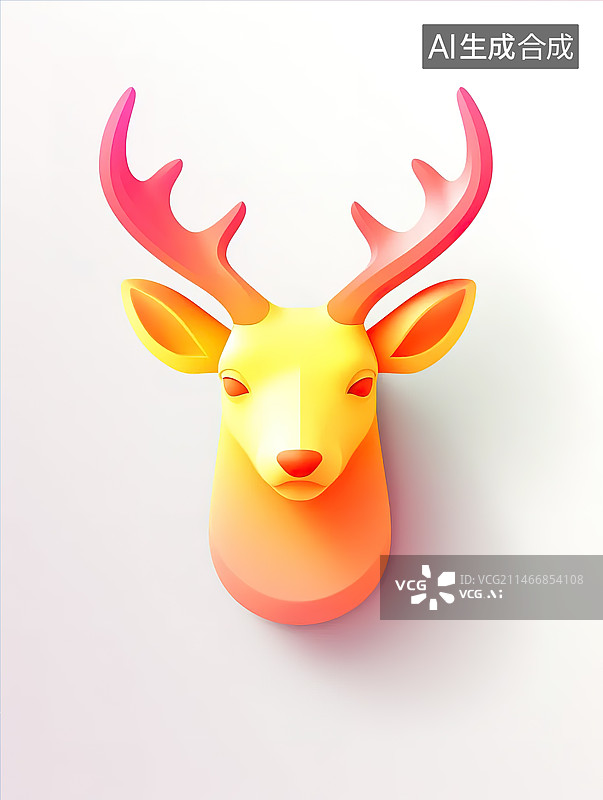【AI数字艺术】3d立体插画鹿可爱卡通风格麋鹿驯鹿小鹿动物插画玩具设计白背景图片素材