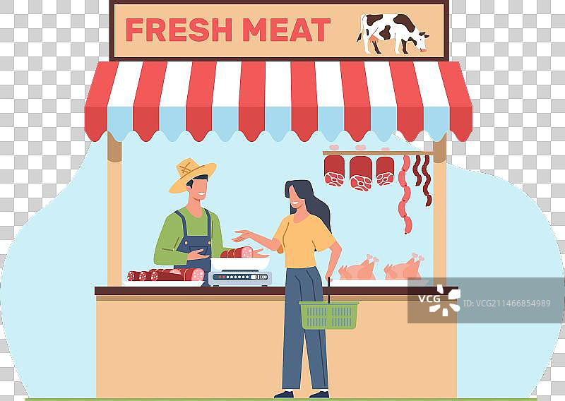 女人从农场街市购买农产品图片素材