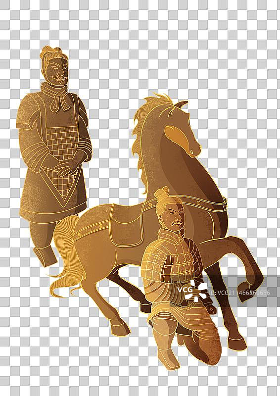 国潮风西安兵马俑手绘免抠元素图片素材