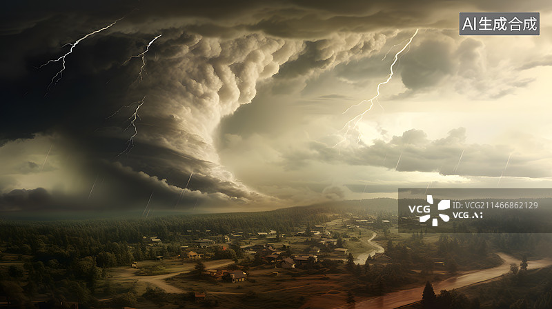 【AI数字艺术】龙卷风插画图片素材