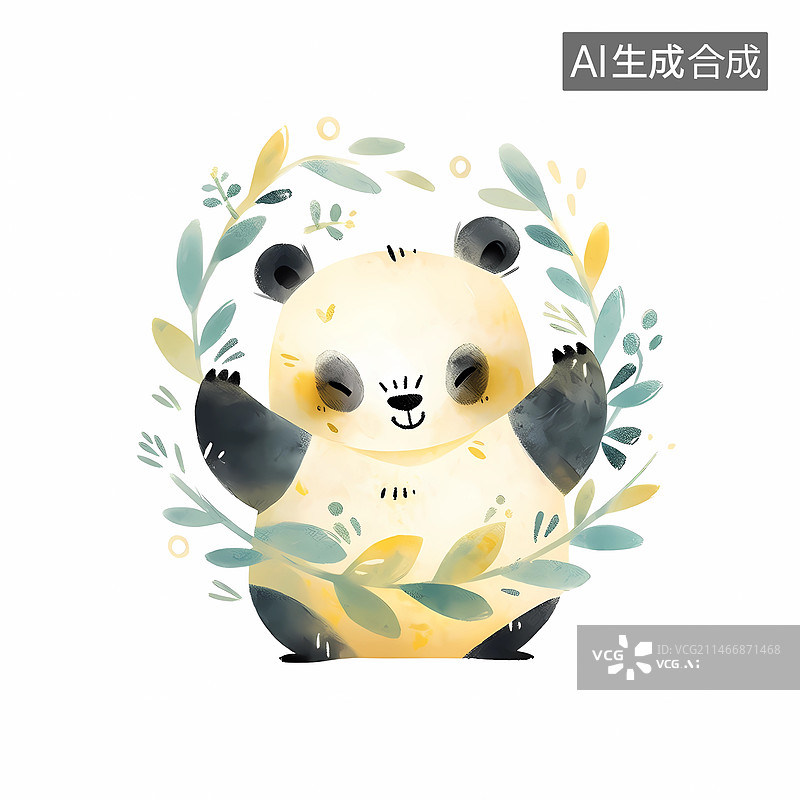 【AI数字艺术】可爱的打太极熊猫图片素材