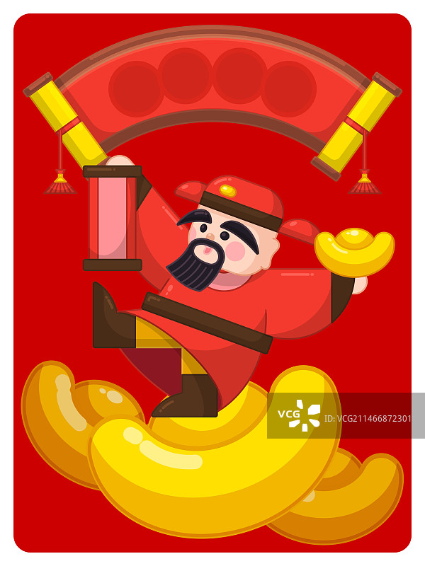 春节财神创意插画图片素材