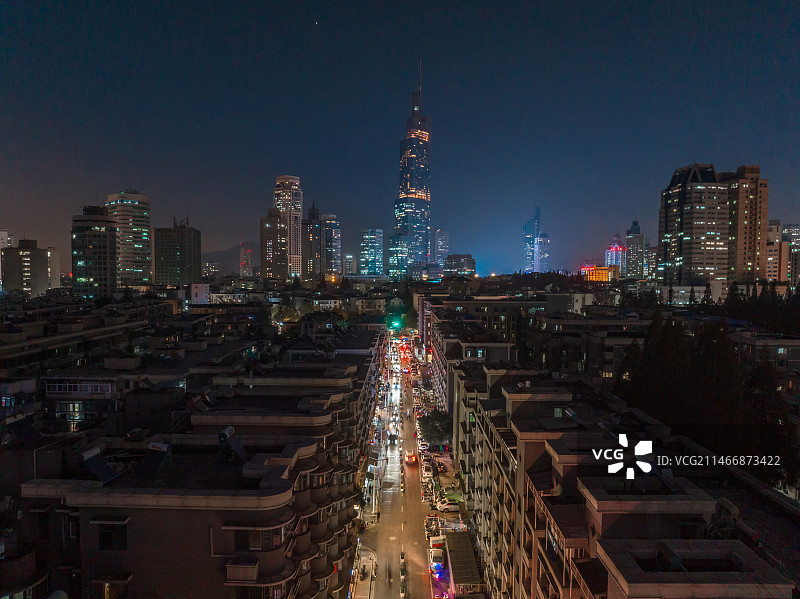 南京城市天际线夜景图片素材