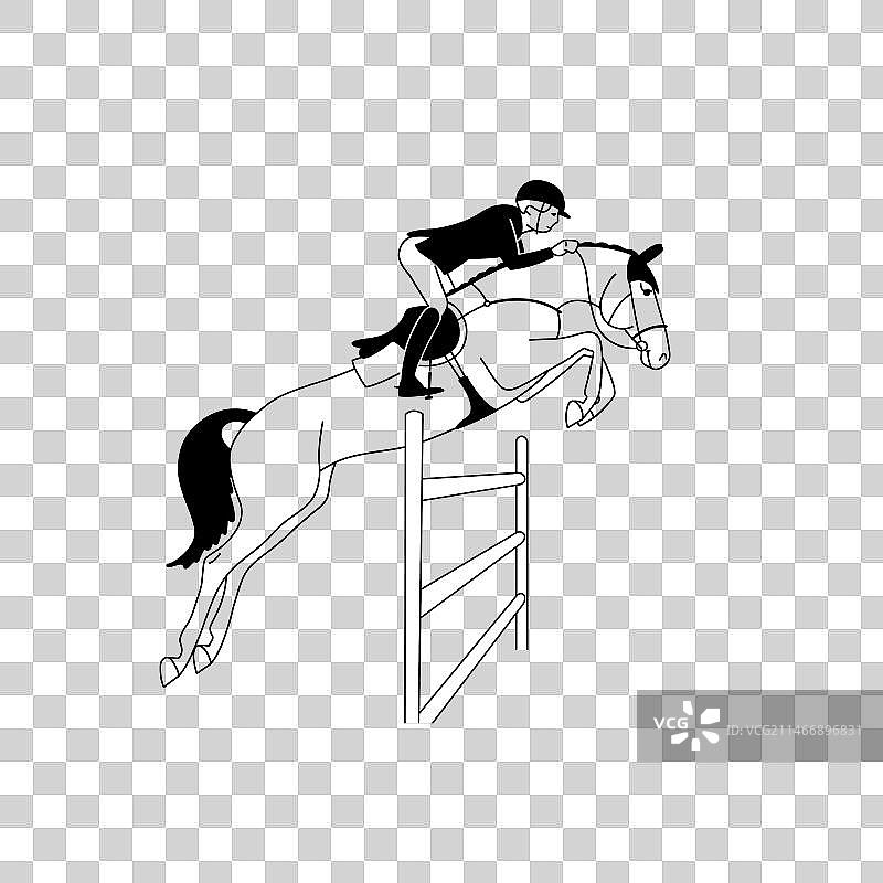 骑手和马匹克服障碍图片素材