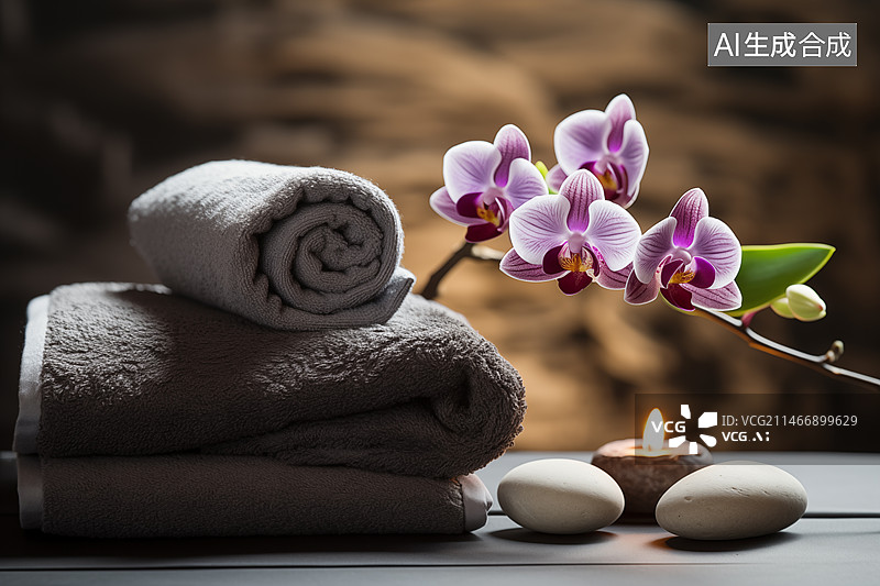 【AI数字艺术】放在桌子上的精油蜡烛浴盐图片素材