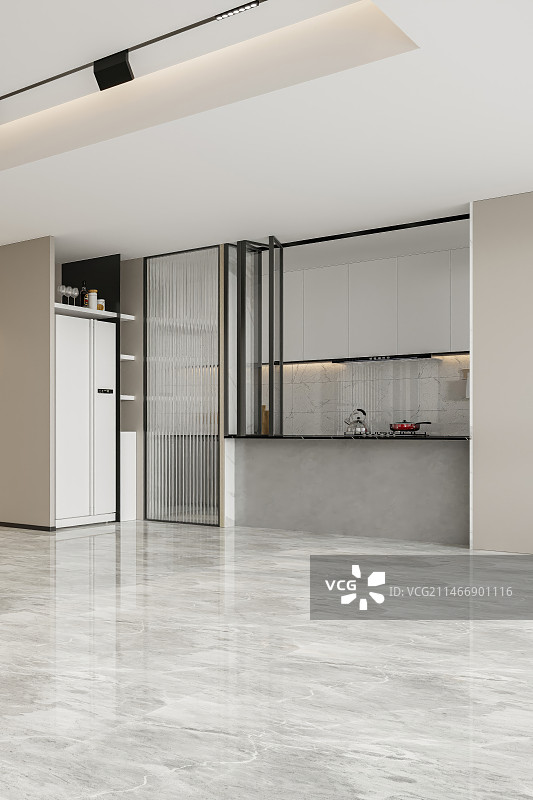 现代风格客餐厅厨房空场景图片素材