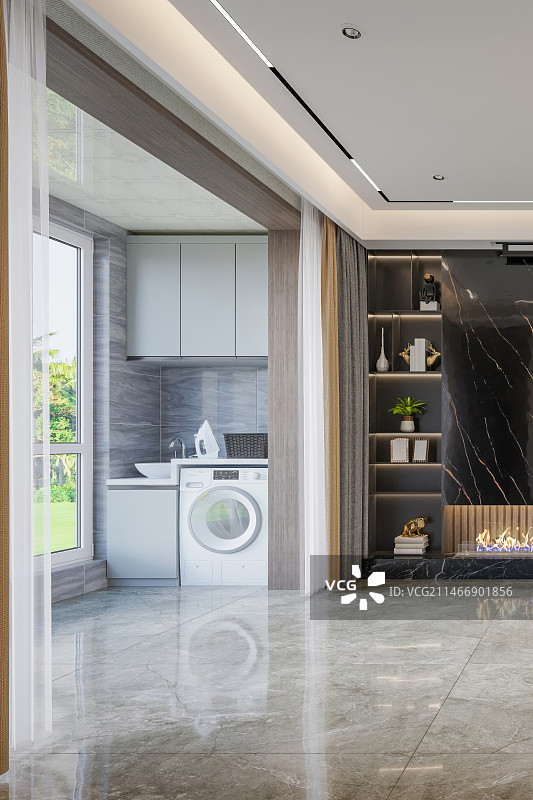 现代风格客厅阳台空场景背景墙图片素材