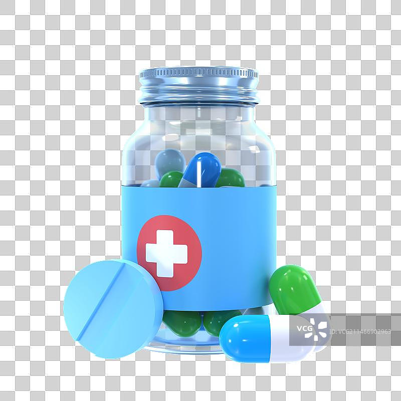 3D渲染药瓶医药免抠素材图片素材