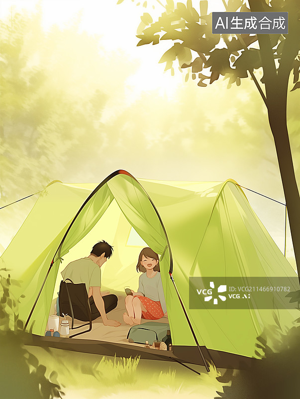 【AI数字艺术】春天露营图片素材