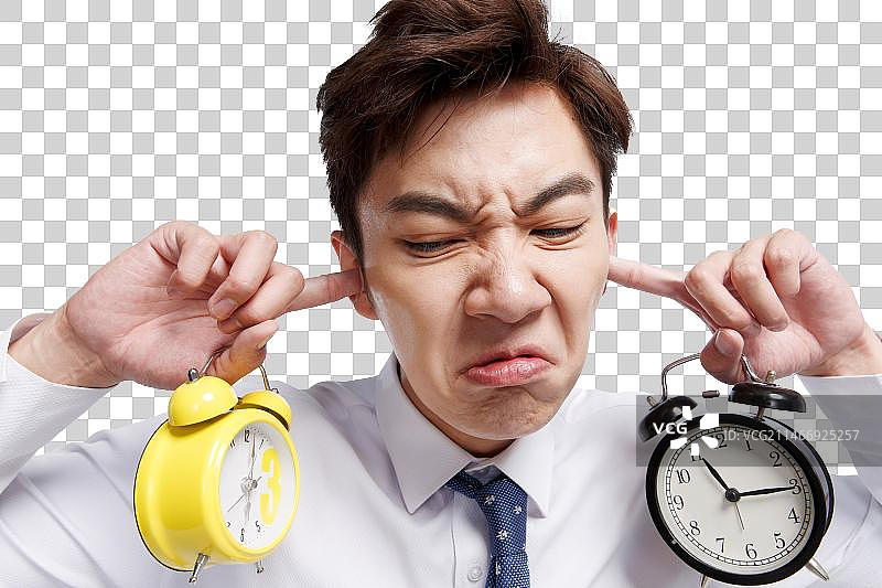 商务青年男人拿着闹钟图片素材
