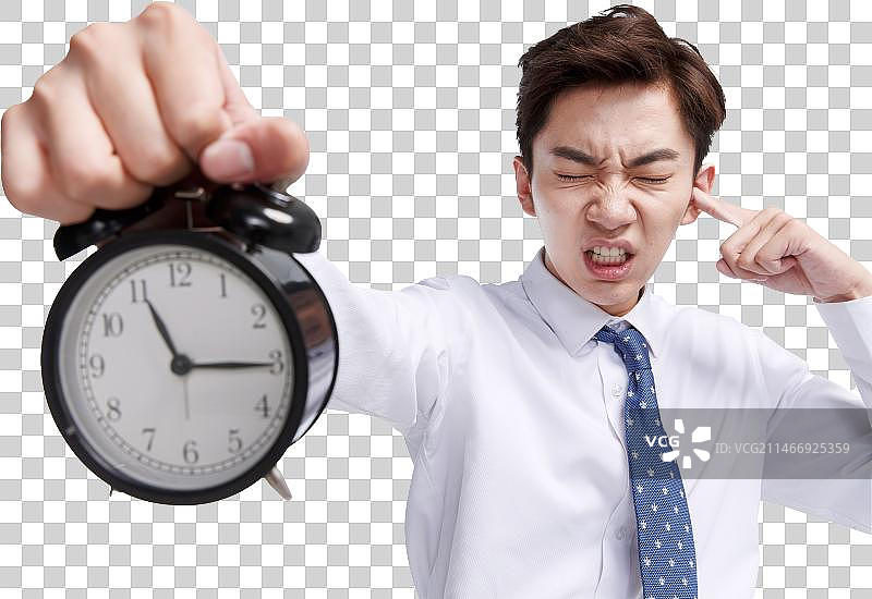 商务青年男人拿着闹钟图片素材