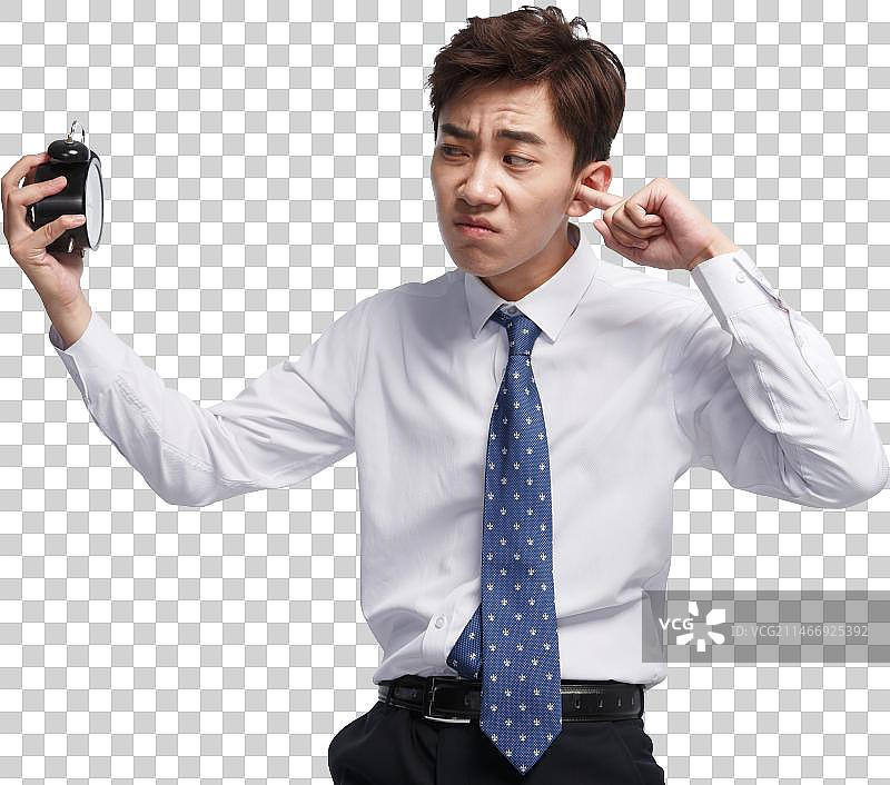 商务青年男人拿着闹钟图片素材