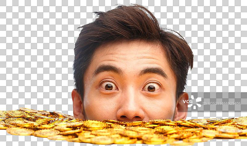 青年男人和金币图片素材