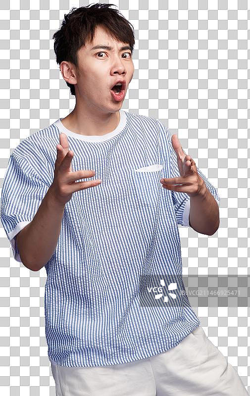 面部表情震惊的青年男人图片素材