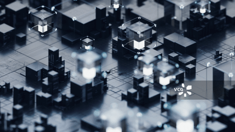 黑色方块几何体科技感背景3D渲染图片素材