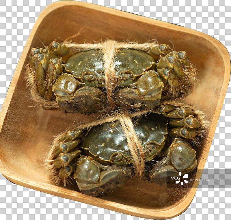 螃蟹放在托盘里图片素材