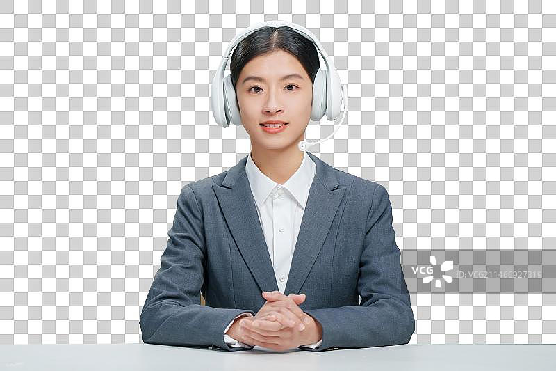 带着耳麦的青年女人图片素材