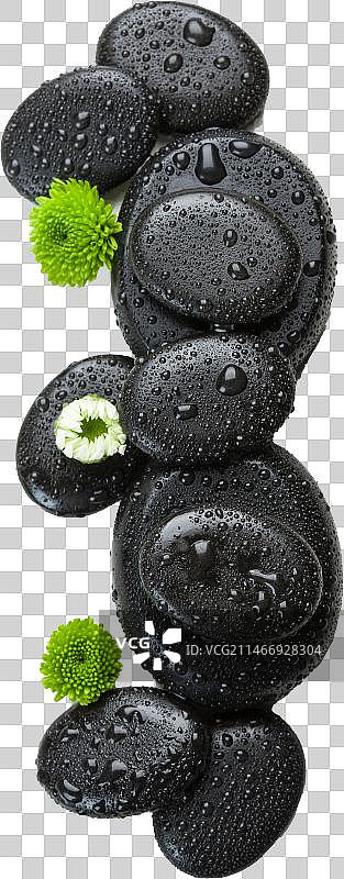 鹅卵石与菊花图片素材