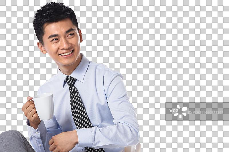 商务男士拿着杯子图片素材