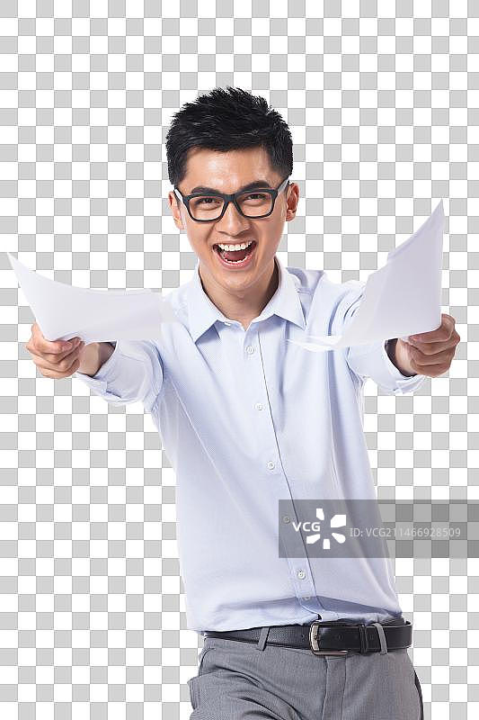 商务男士拿着文件图片素材