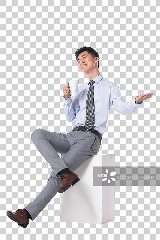商务男士喝咖啡图片素材