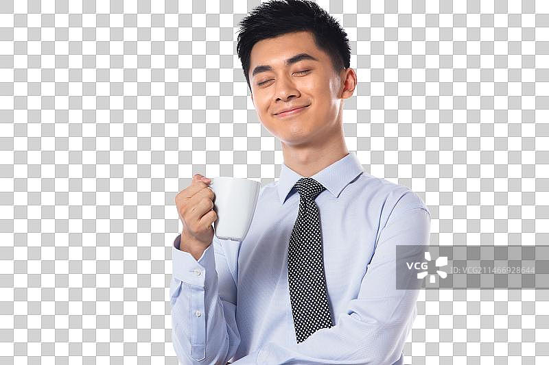 商务男士拿着咖啡杯图片素材
