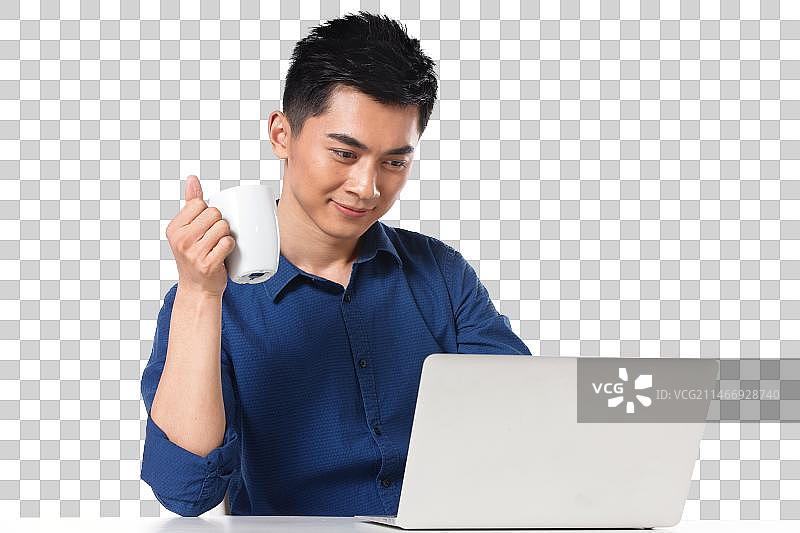 商务男士使用笔记本电脑图片素材