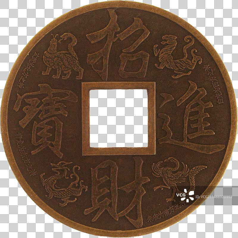 铜钱剪影图片素材