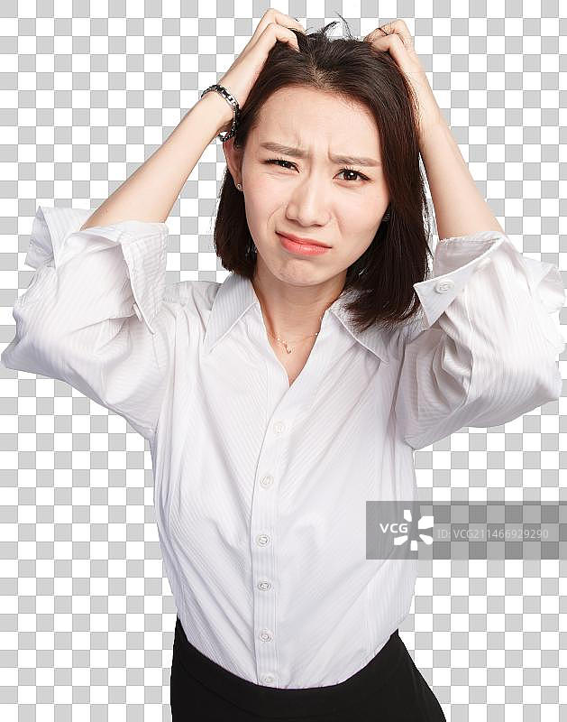 面部表情痛苦的青年女人图片素材