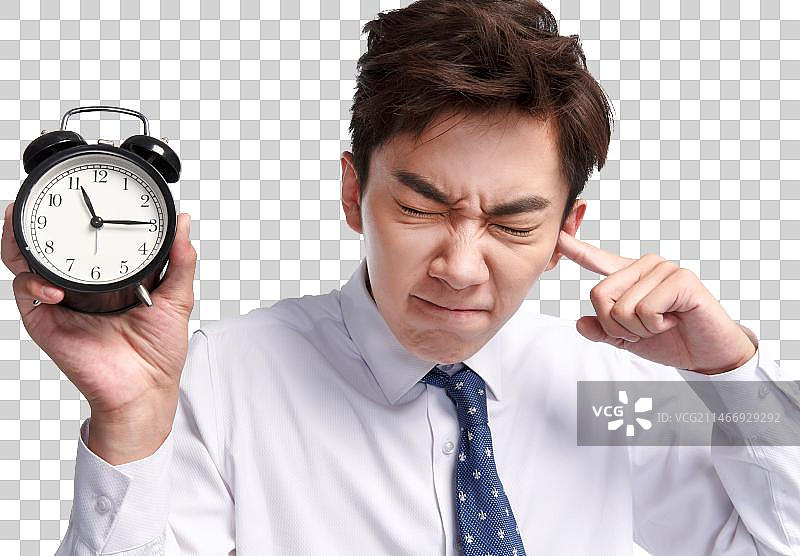 商务青年男人拿着闹钟图片素材